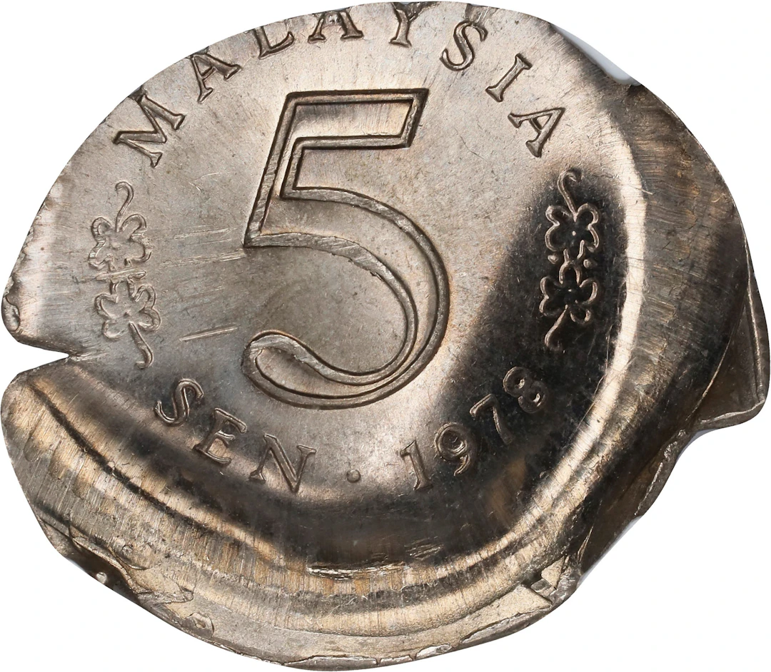 MALAYSIA. Mint Error -- Struck Fragment -- 5 Sen, 1978. NGC MS-63.