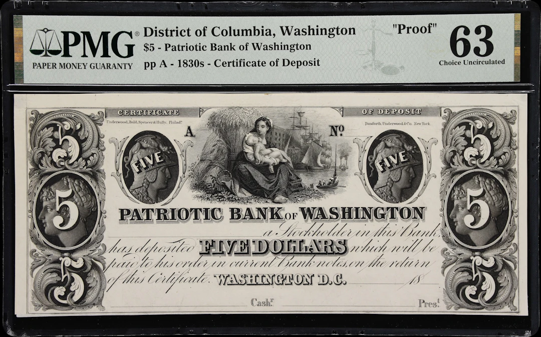 Washington, District of Columbia. Patriotic Bank of Washington. 18xx