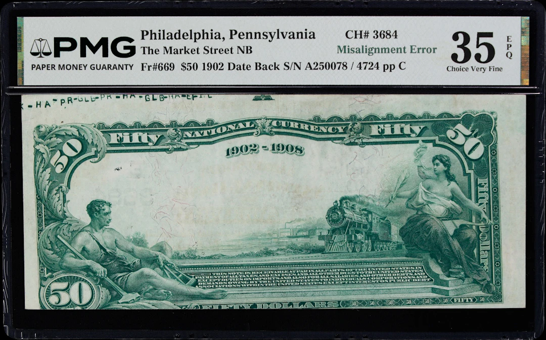 Philadelphia, Pennsylvania. $50 1902 Date Back. Fr. 669. The Market