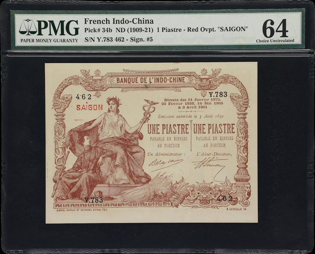 FRENCH INDO-CHINA. Banque de l'Indochine. 1 Piastre, ND (1909-21).