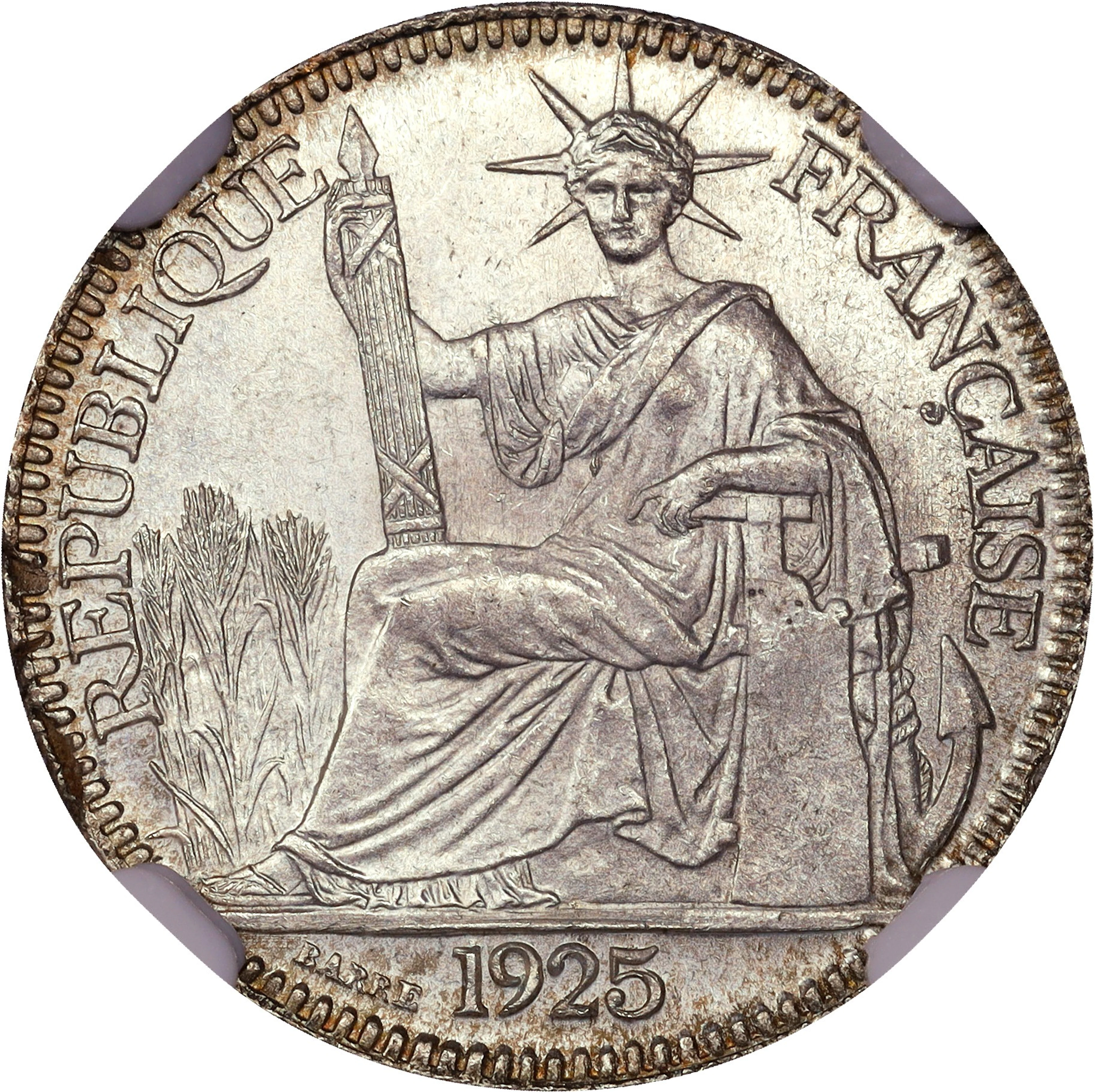 FRENCH INDO-CHINA. 10 Centimes, 1925-A. Paris Mint. NGC MS-65.