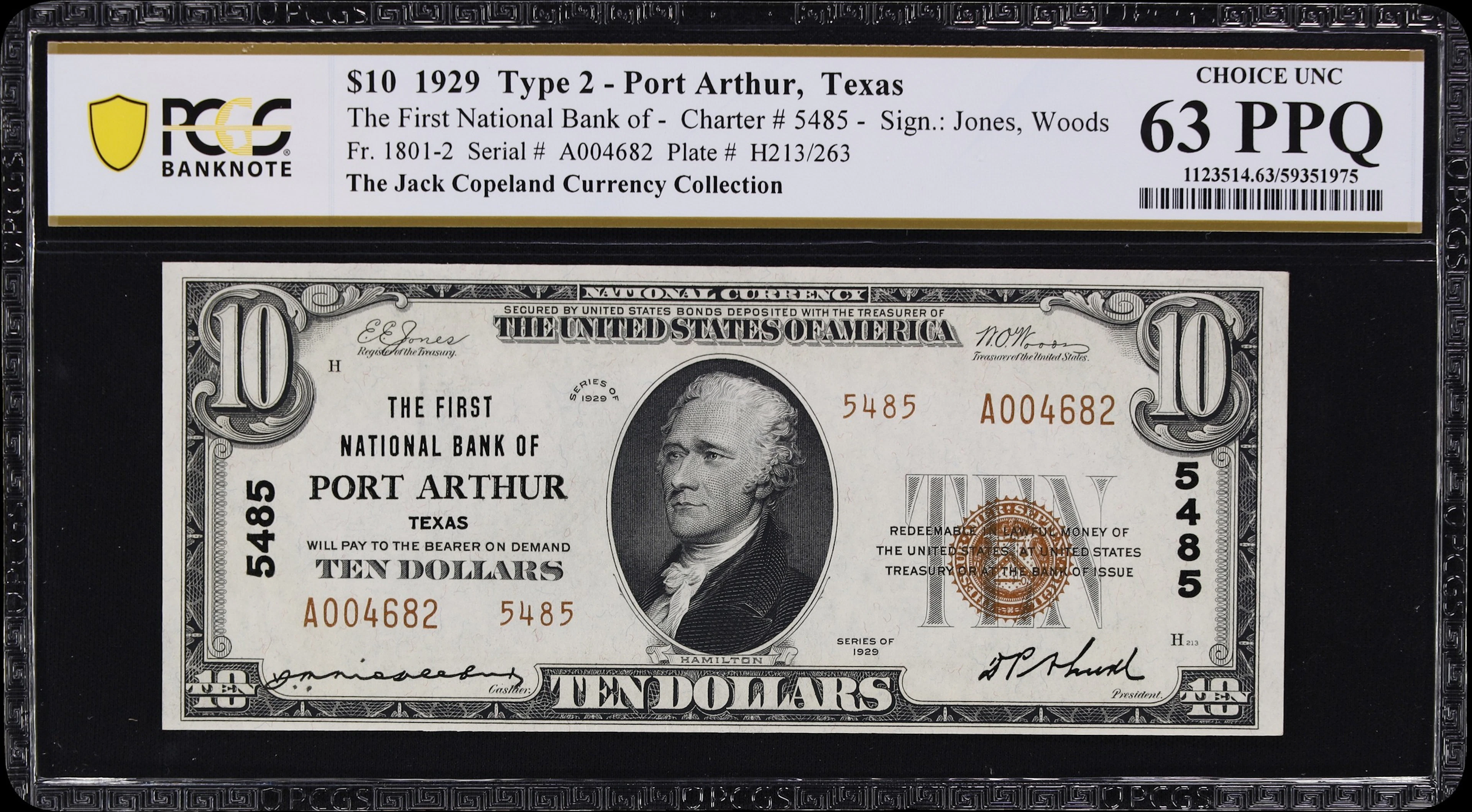 Port Arthur, Texas. $10 1929 Ty. 2. Fr. 1801-2. First NB. Charter