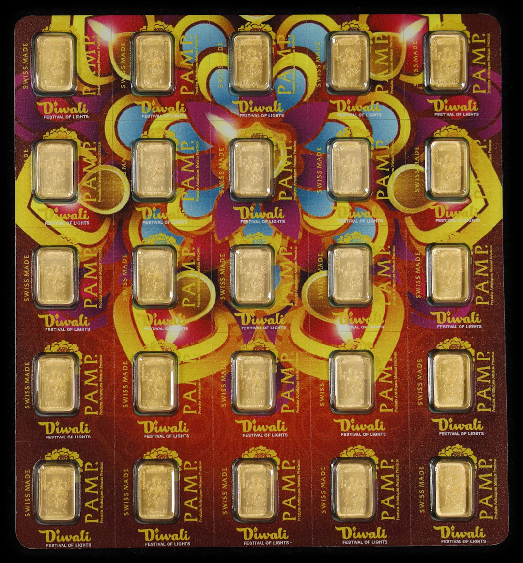 (0.804 oz, 25 g AGW). PAMP Diwali Festival of Lights 25 gram Gold Bar Set.