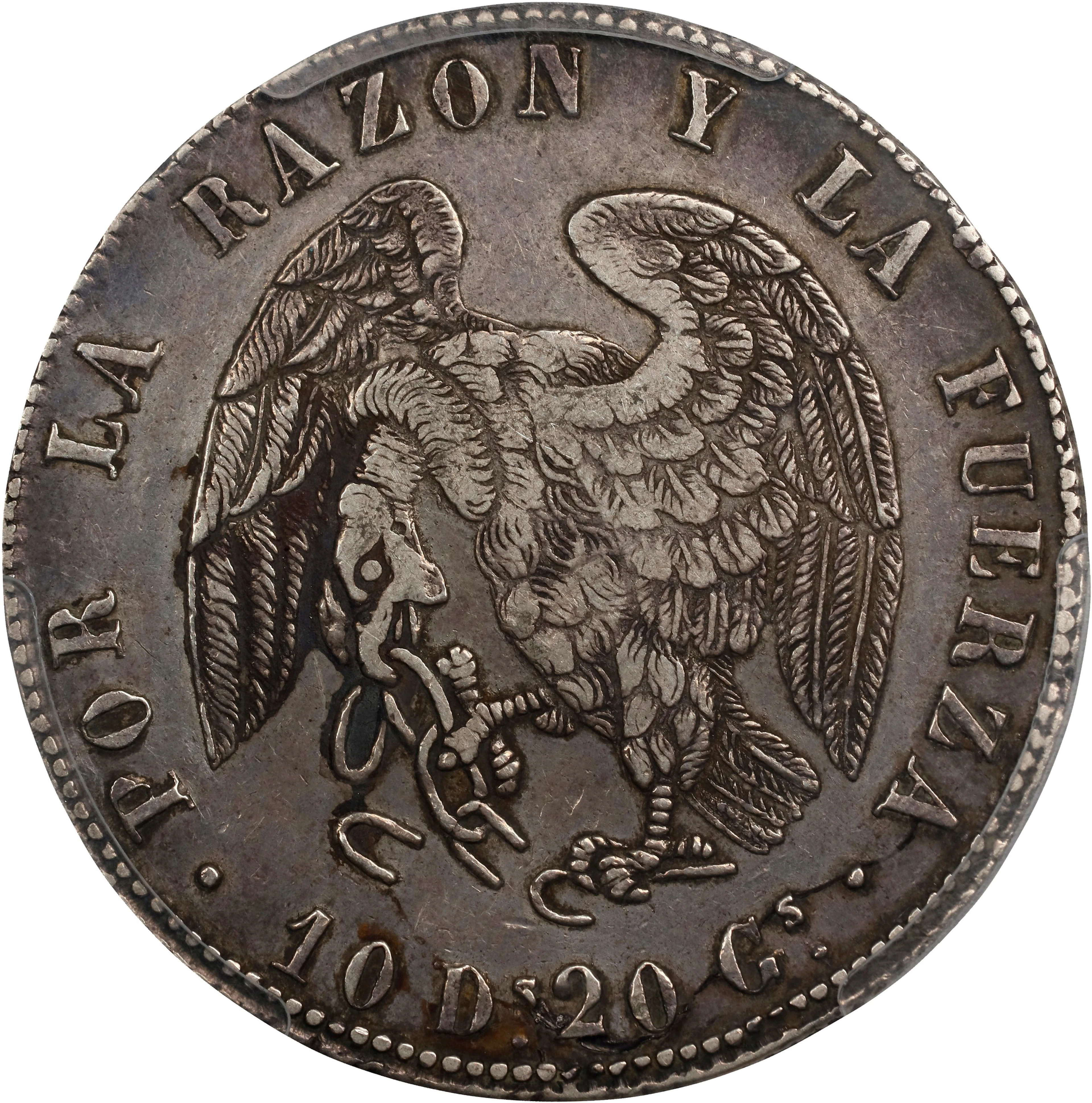 CHILE. 8 Reales, 1839-So IJ. Santiago Mint. PCGS Genuine--Tooled, EF Details.