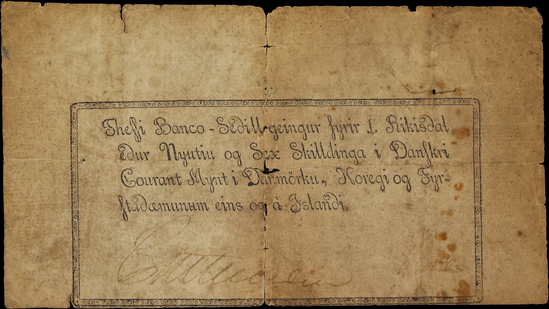 (◊) ICELAND. Courant Bank. 1 Rigsdaler, 1801. P-A5a. Sieg 3. Good.