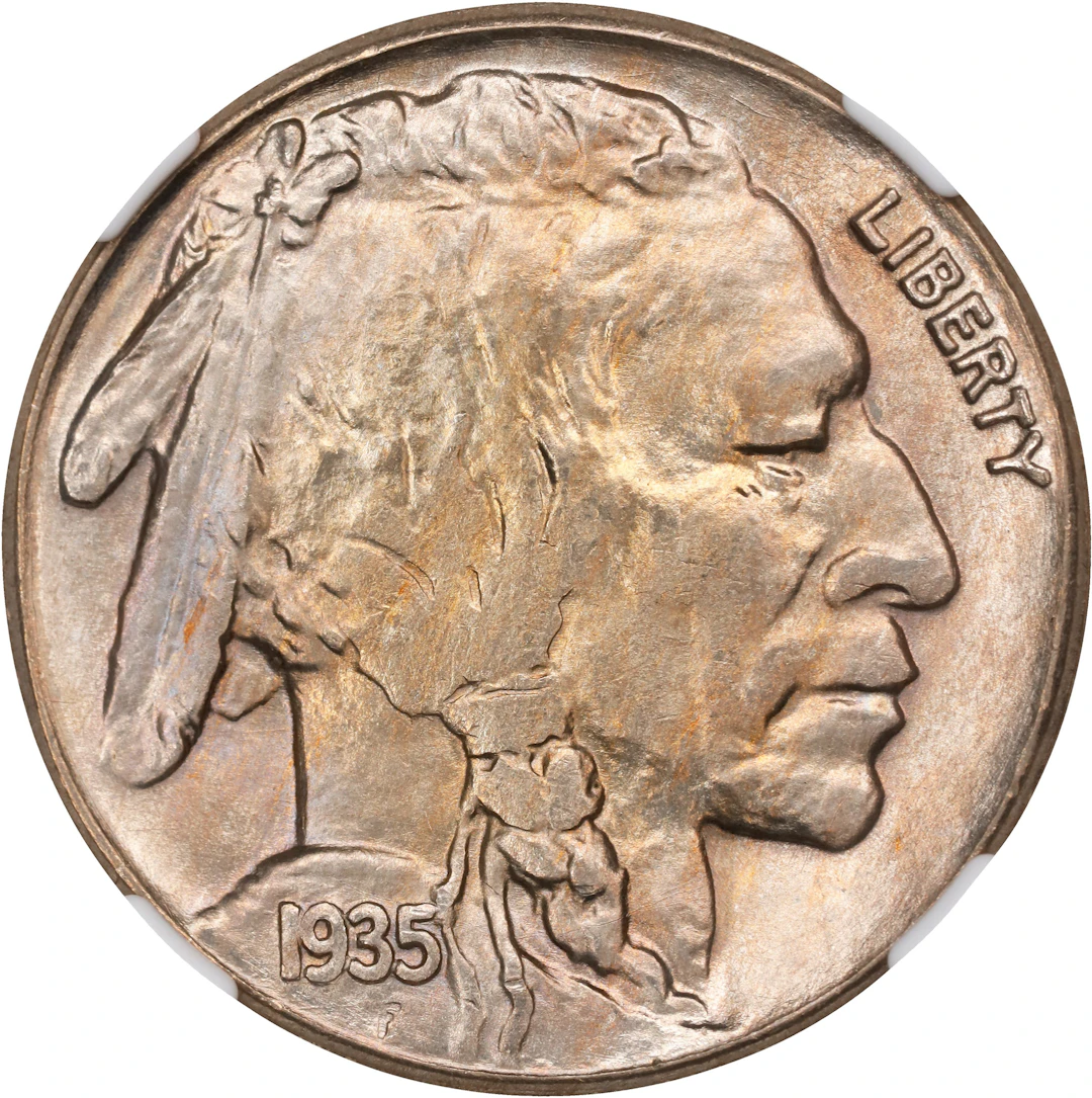 1935-S Buffalo Nickel. VP-003. Repunched Mintmark, S/S/S. MS-65 (NGC).