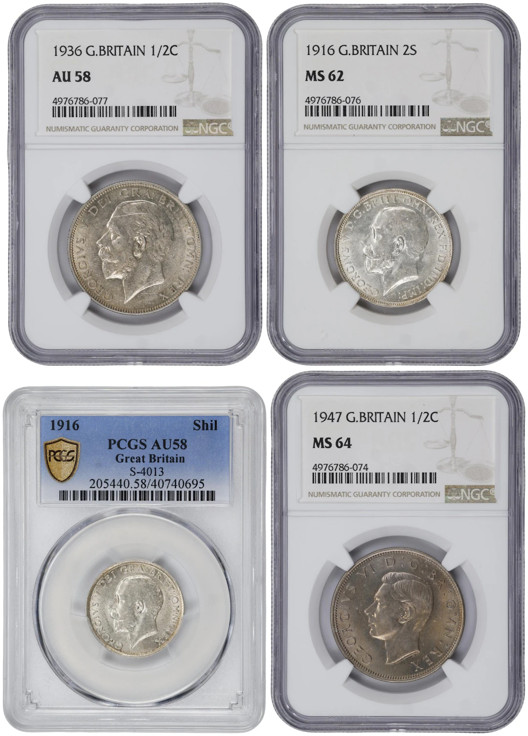 GREAT BRITAIN. Quartet of Mixed Denomination (4 Pieces), 1916-47.