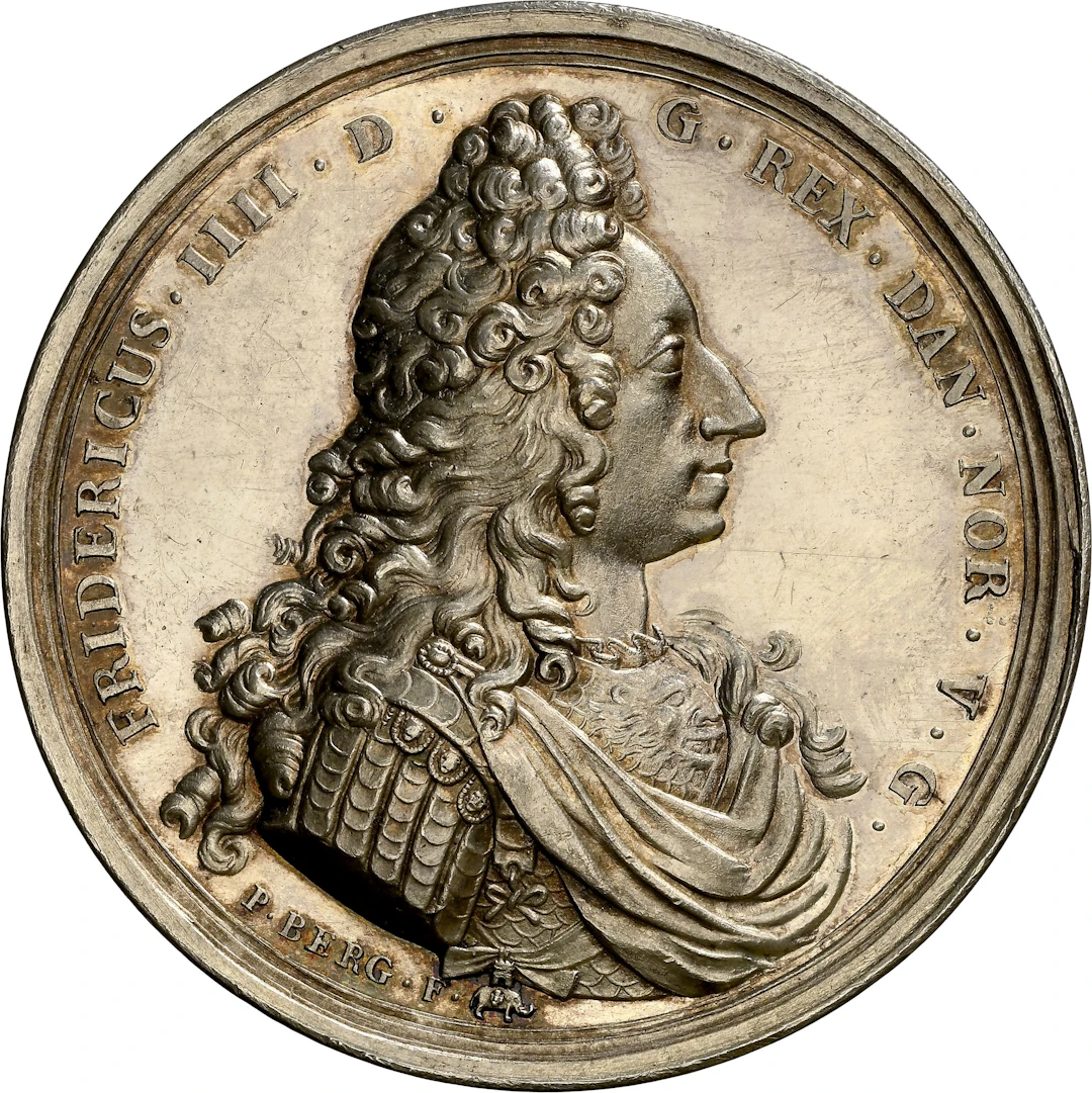 DENMARK. Naval Battle of Køge Bay Silver Medal, 1710. Frederik IV. NGC MS-63.