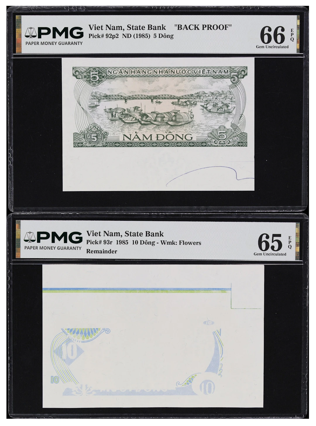 VIETNAM. Lot of (2). State Bank of Vietnam. 5 & 10 Dong, 1985 & ND