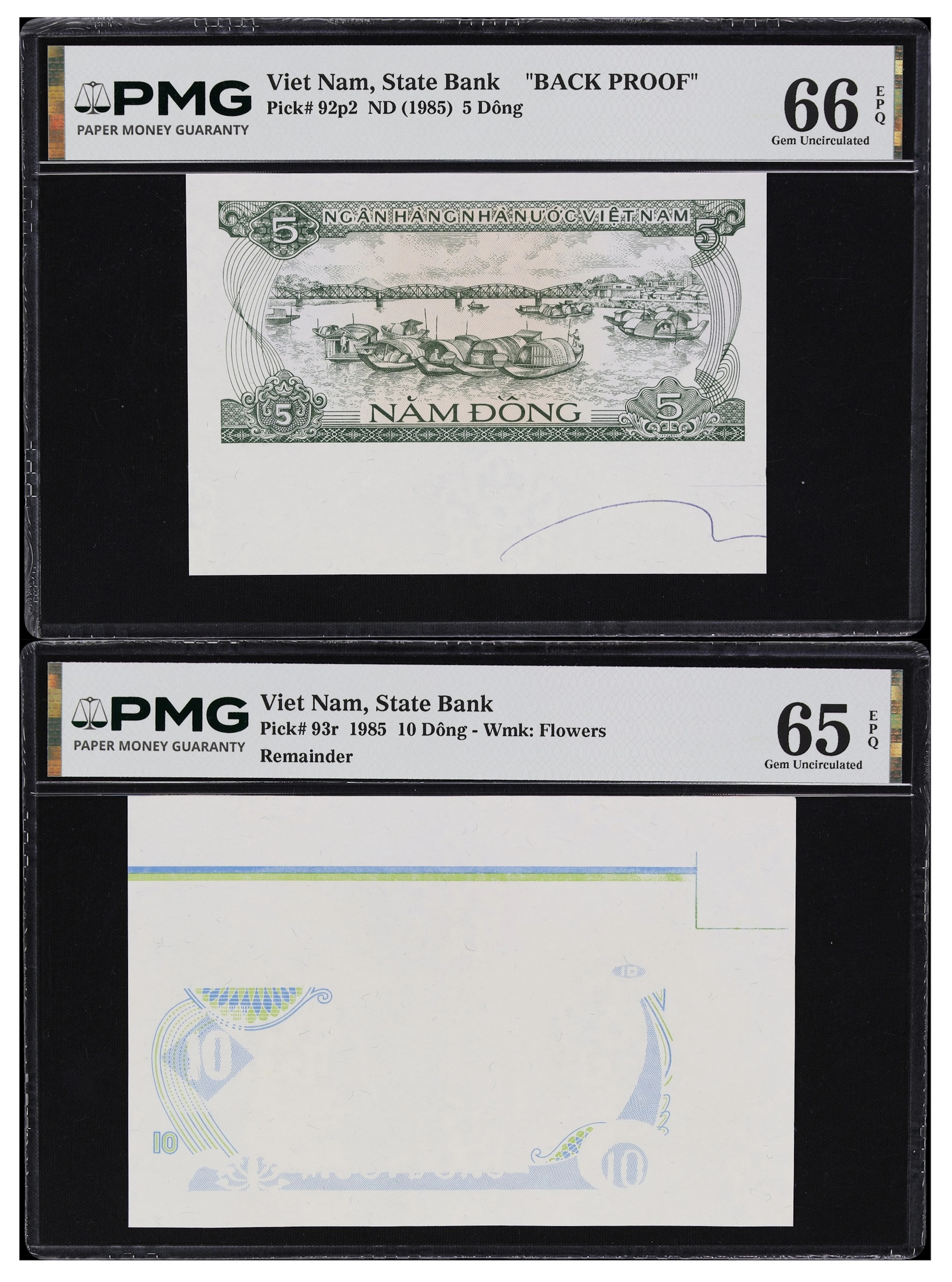 VIETNAM. Lot of (2). State Bank of Vietnam. 5 & 10 Dong, 1985 & ND