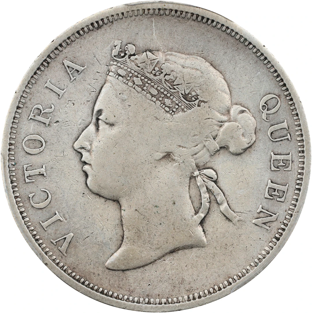 STRAITS SETTLEMENTS. 50 Cents, 1889. London Mint. Victoria. PCGS Genuine--Cleane