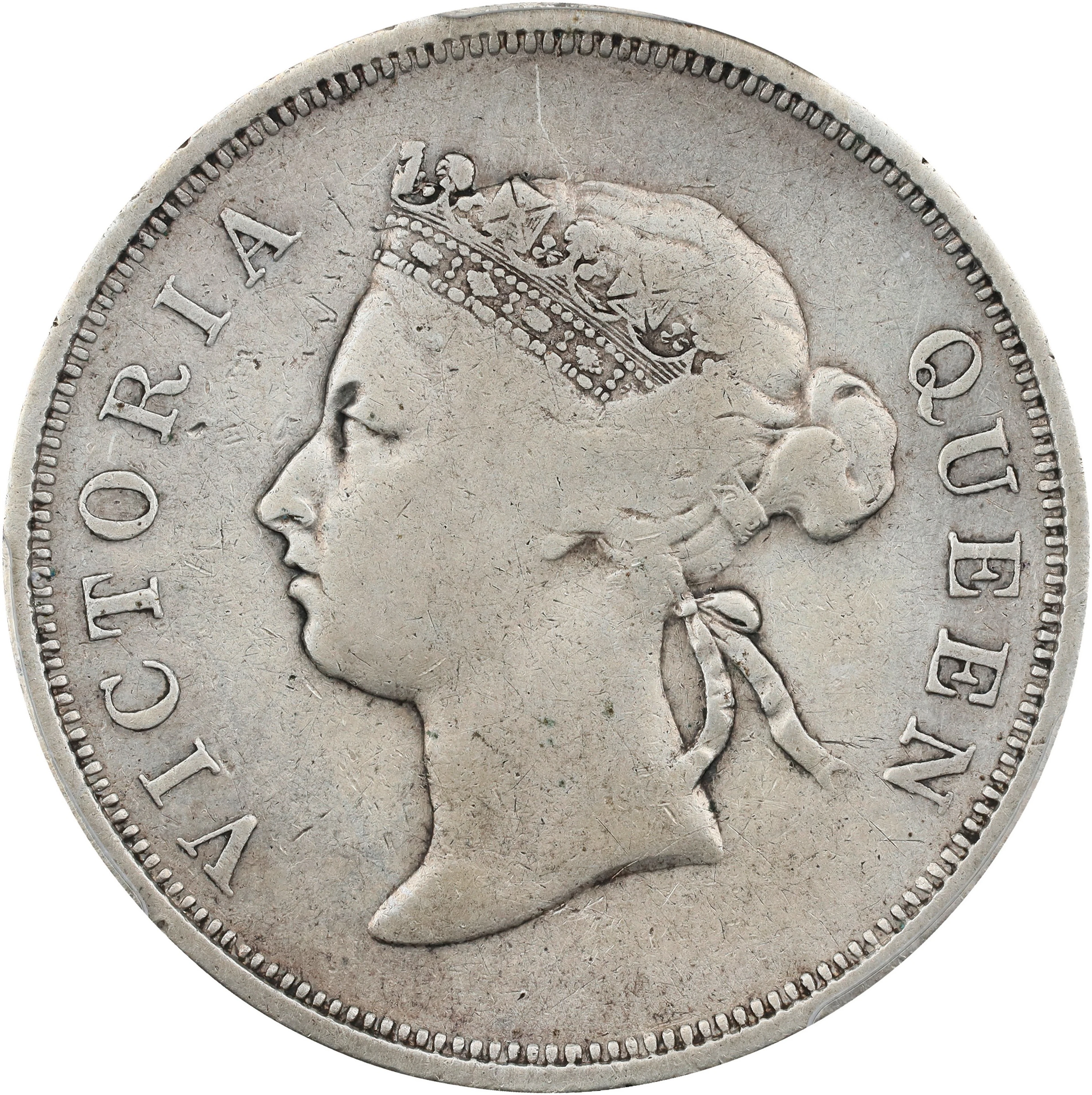 STRAITS SETTLEMENTS. 50 Cents, 1889. London Mint. Victoria. PCGS Genuine--Cleane