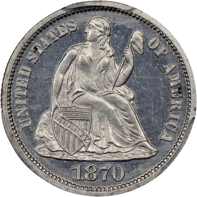 1870 Pattern Liberty Seated Dime. Judd-874, Pollock-971. Rarity-8.