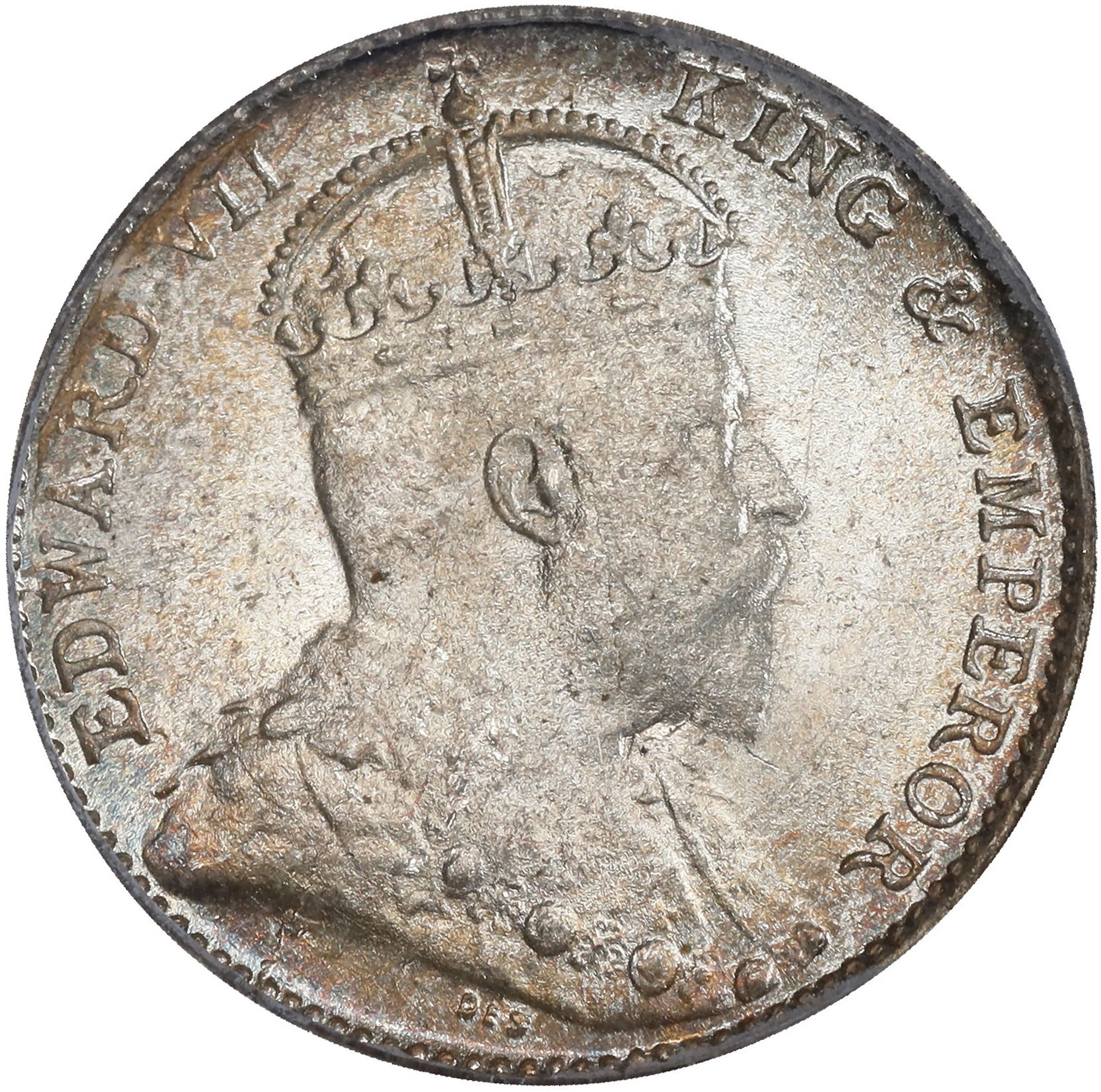 STRAITS SETTLEMENTS. 5 Cents, 1910-B. Bombay Mint. Edward VII. PCGS MS-64.
