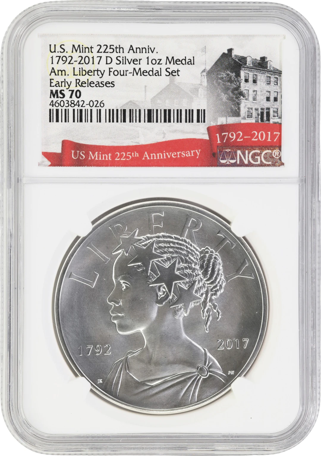(1 oz, 31.104 g ASW). 2017-D American Liberty 225th Anniversary Silver