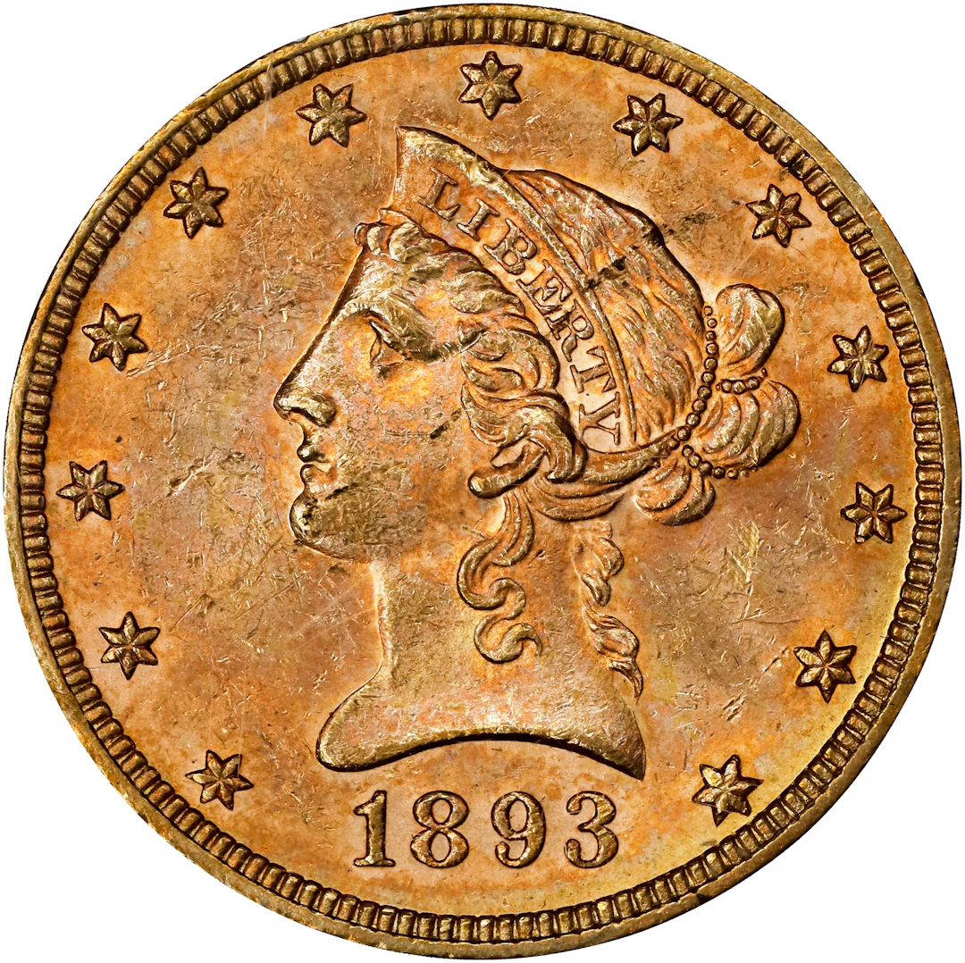 1893 Liberty Head Eagle. MS-60 (PCGS). OGH Generation 1.2 Rattler.