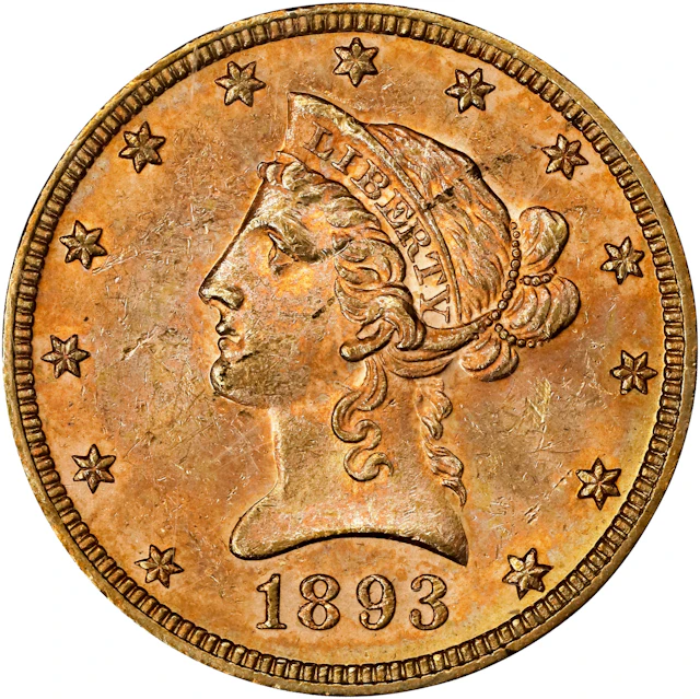 1893 Liberty Head Eagle. MS-60 (PCGS). OGH Generation 1.2 Rattler.