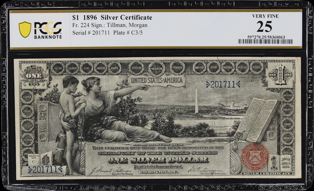 Fr. 224. 1896 $1 Silver Certificate. PCGS Banknote Very Fine 25.