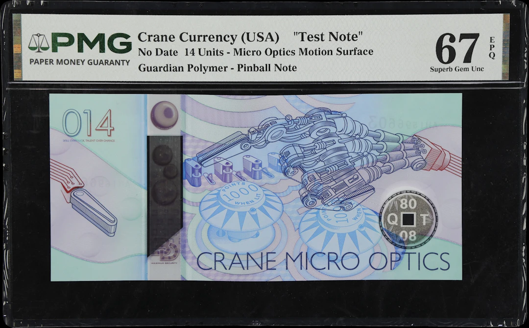 ADVERTISING NOTE. Crane Currency. 14 Units, No Date. P-Unlisted. Test
