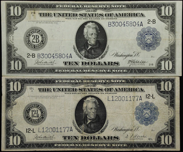Lot of (2) Fr. 908 & 950. 1914 $10 Federal Reserve Notes. New York