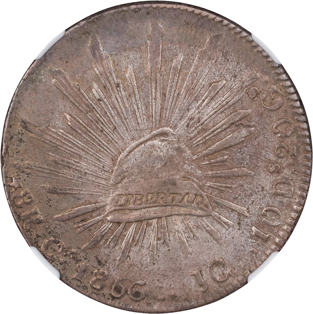 MEXICO. 8 Reales, 1856/5-Ca JC. Chihuahua Mint. NGC AU Details--Cleaned.