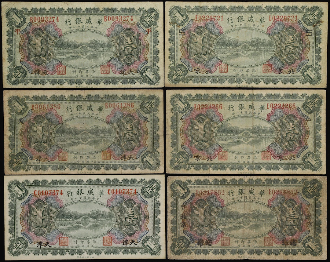 (t) CHINA--FOREIGN BANKS. Lot of (6). Sino-Scandinavian Bank. 1 Yuan