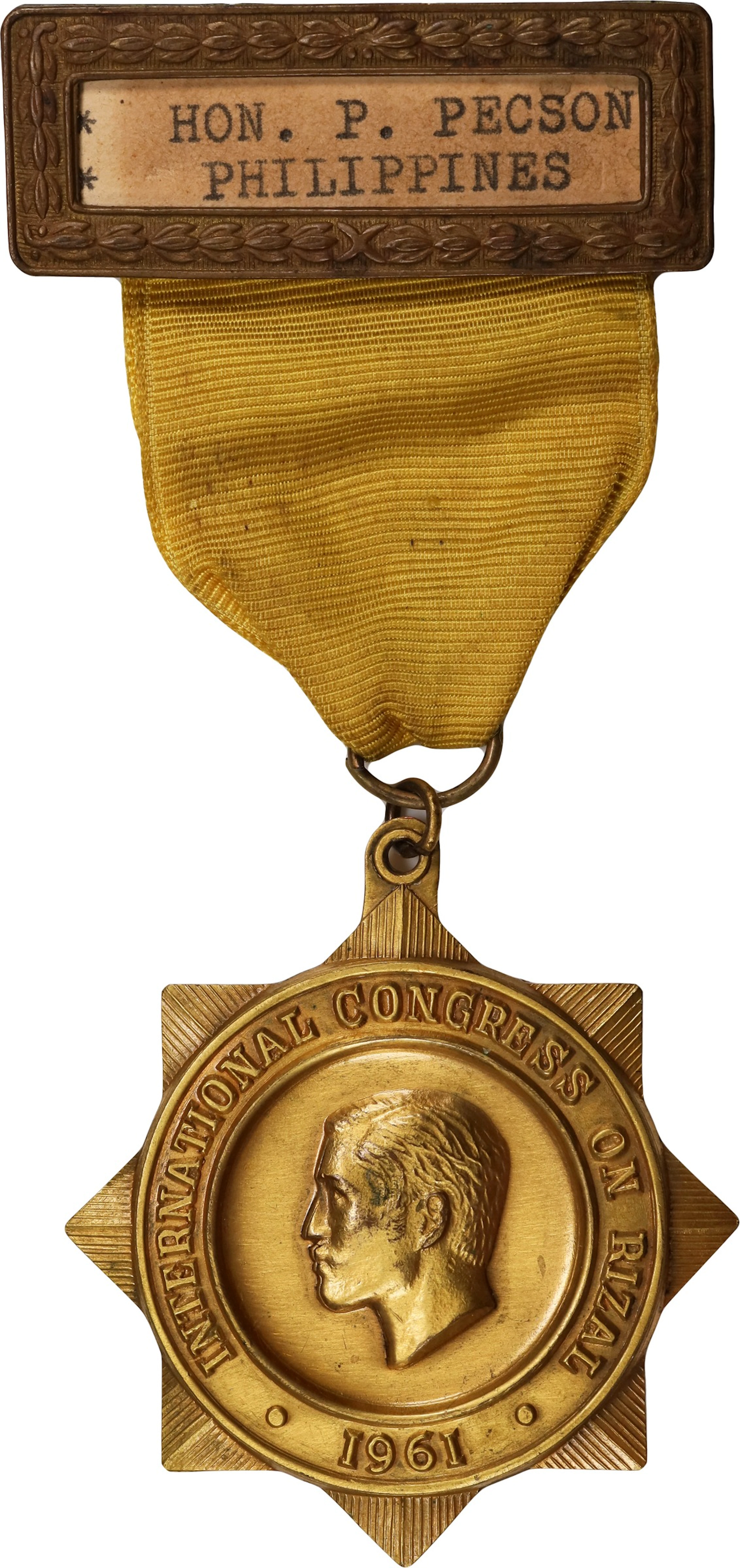 PHILIPPINES. Congress of Rizal Gilt Bronze Medal, 1961. UNCIRCULATED.