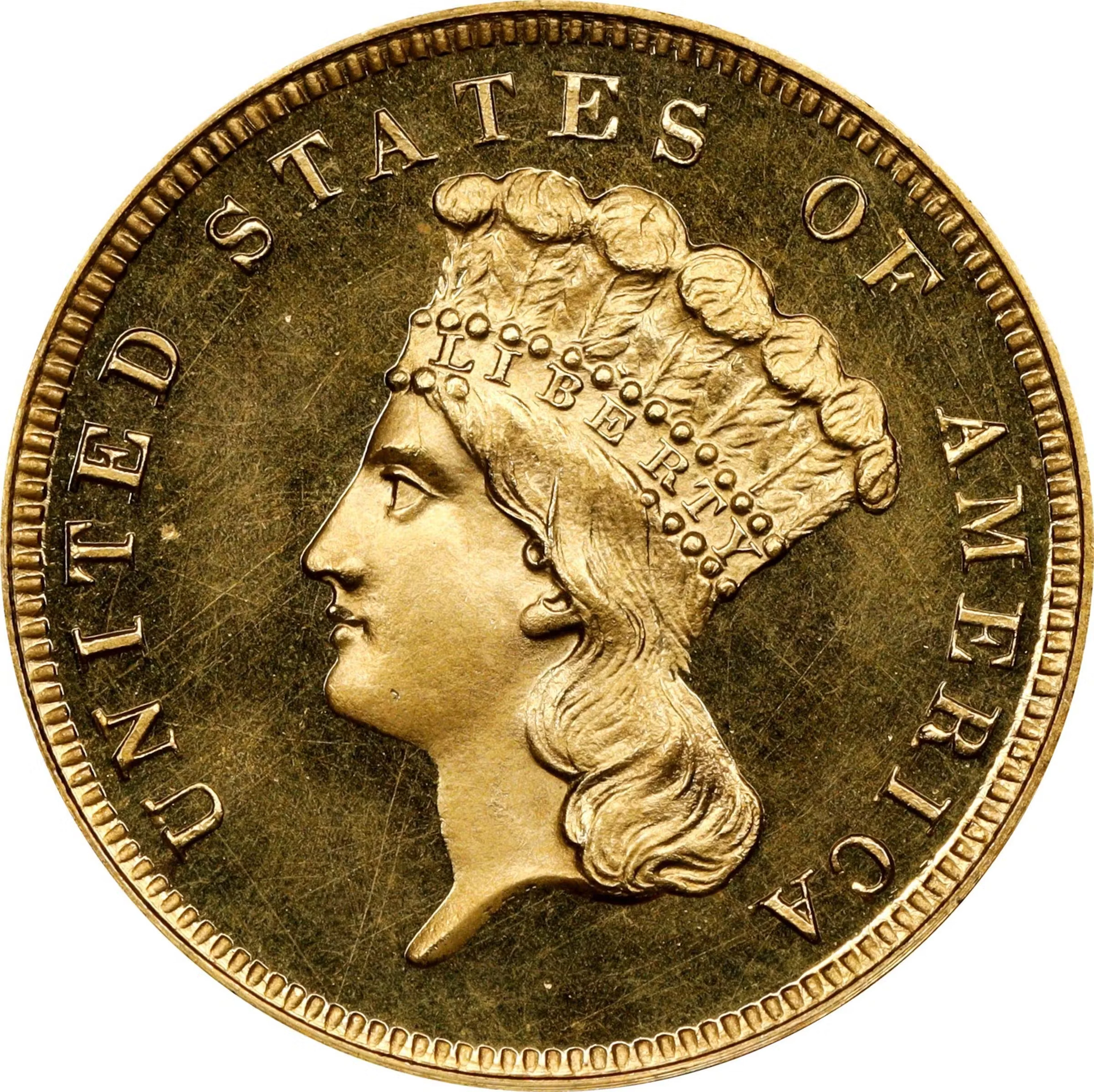 1857 Three-Dollar Gold Piece. JD-1. Rarity-7. Proof-66 Deep Cameo