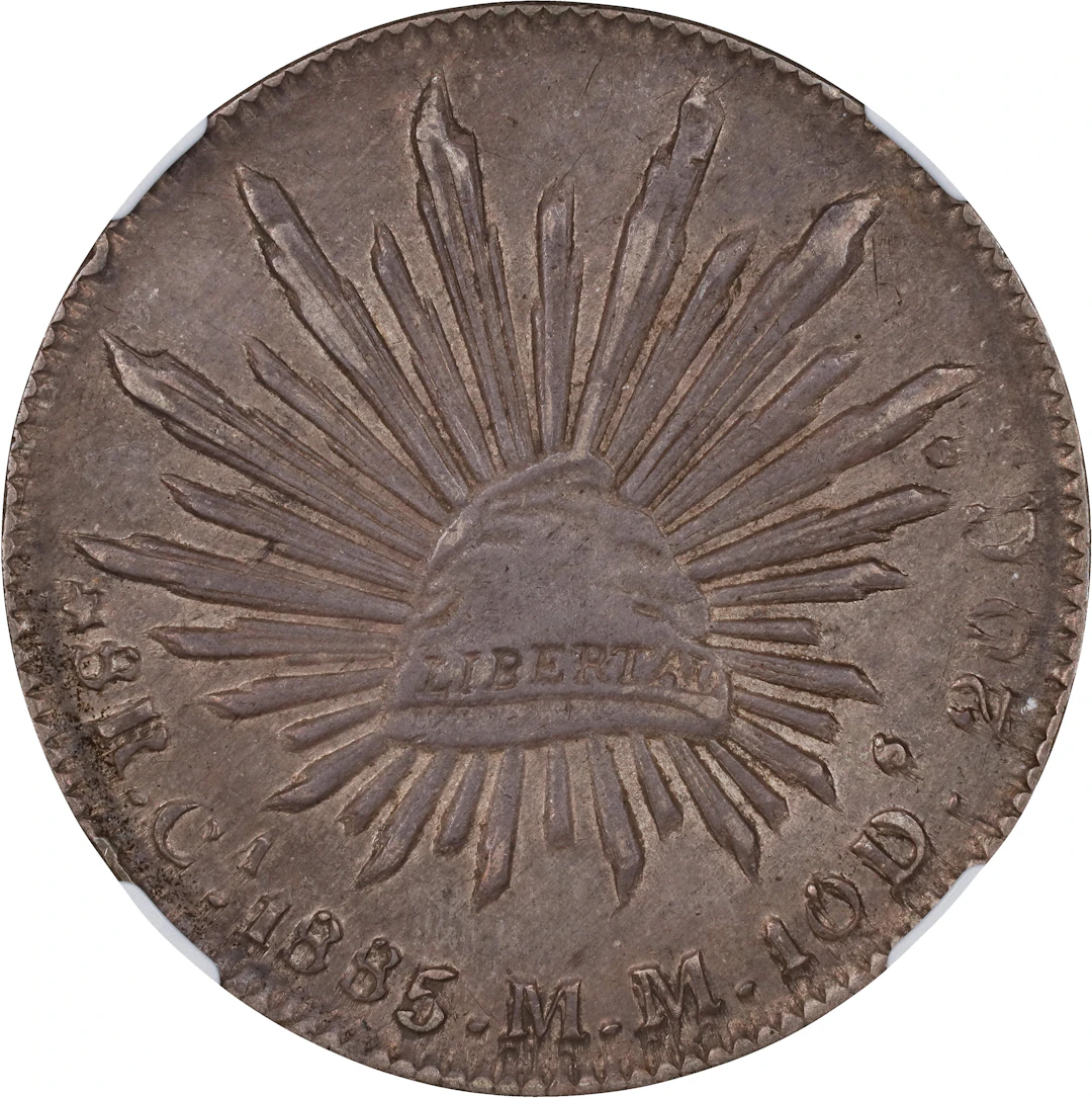 MEXICO. 8 Reales, 1885-Ca MM. Chihuahua Mint. NGC AU-55.