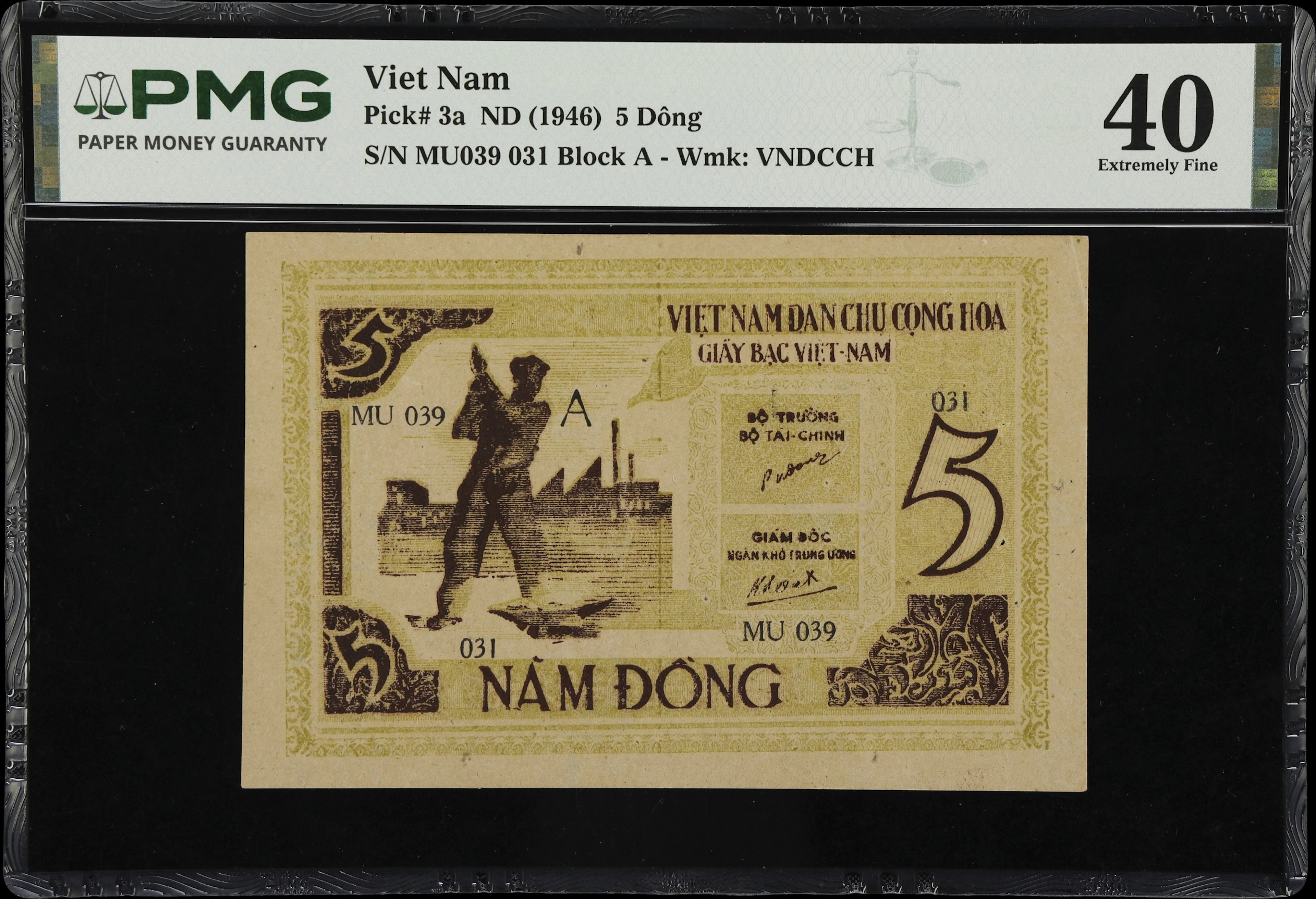VIETNAM, SOUTH. National Bank of Vietnam. 5 Dong, ND (1946). P-3a.