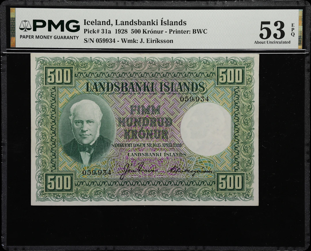 (◊) ICELAND. Landsbanki Islands. 500 Kronur, 15.4.1928. P-31a. PMG