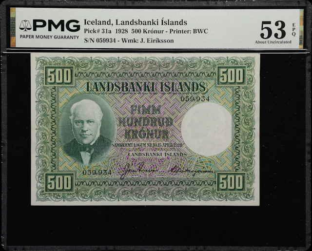 (◊) ICELAND. Landsbanki Islands. 500 Kronur, 15.4.1928. P-31a. PMG