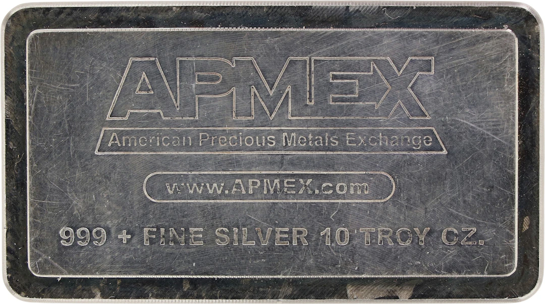 (10 oz, 311.04 g ASW). APMEX 10 oz Silver Bar.