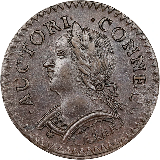 1787 Connecticut Copper. Miller 6.1-M, W-2820. Rarity-1. Mailed Bust