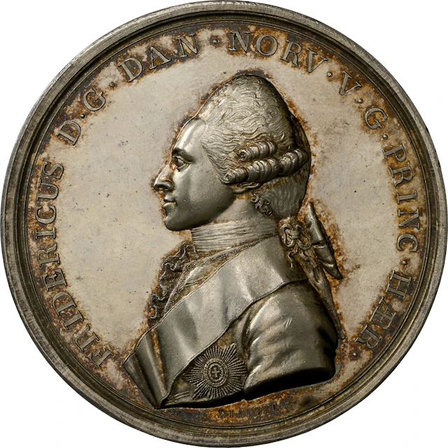 DENMARK. Prince Frederik Silver Medal, 1774. Christian VII. NGC MS-62.