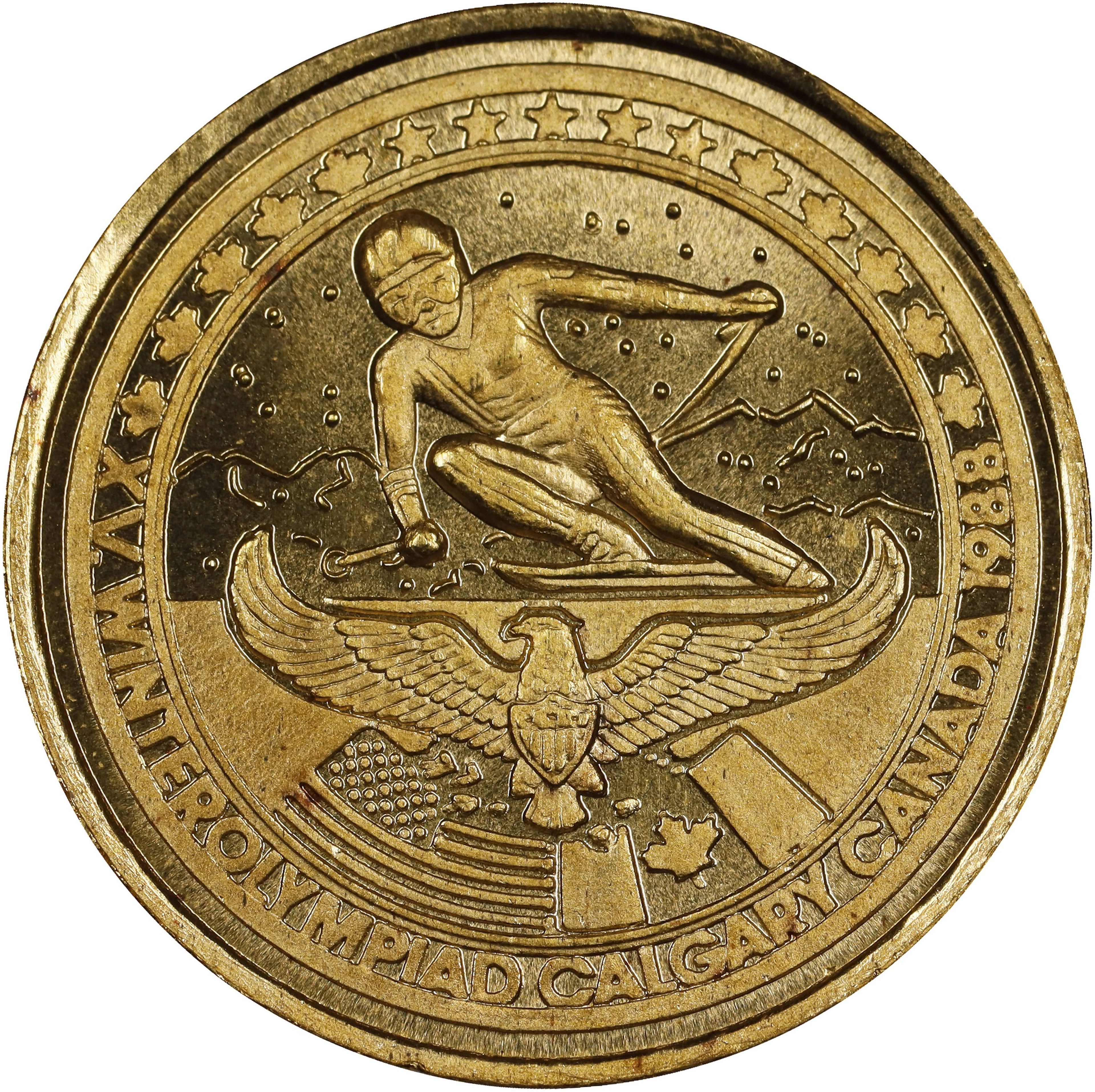 (0.25 oz, 7.776 g AGW). 1988 USA Olympics Skiing Gold Token.