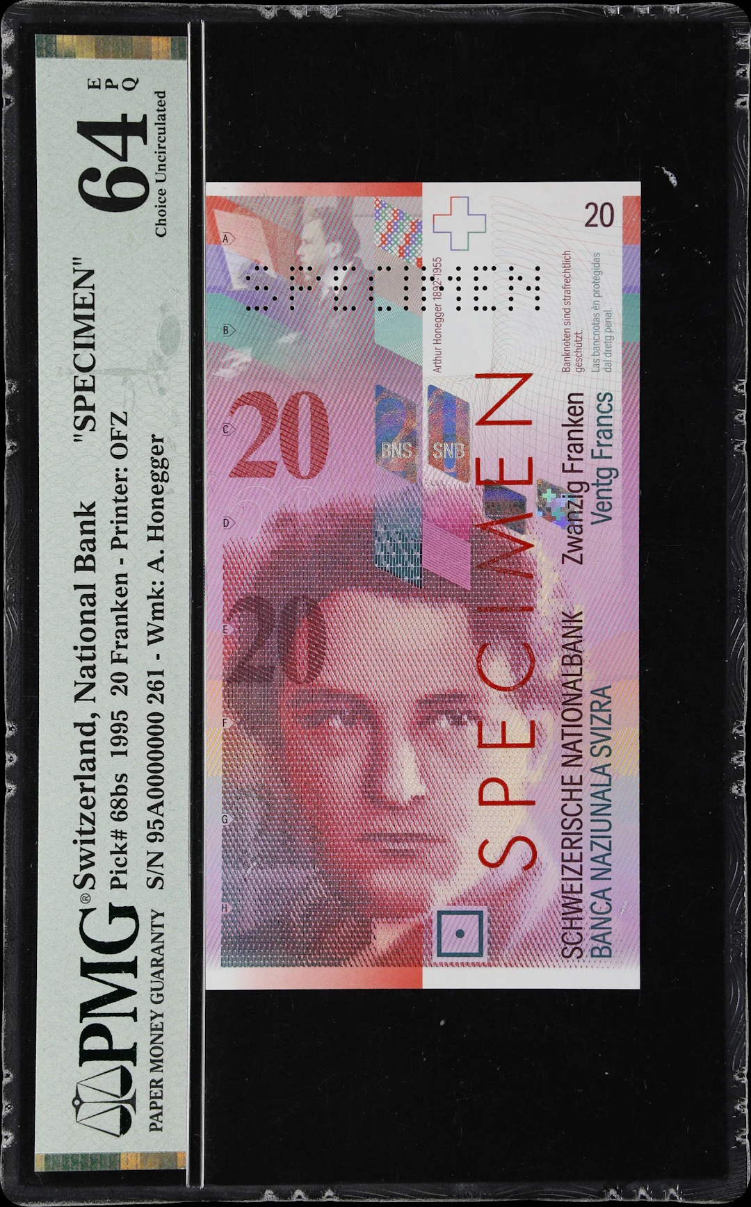 SWITZERLAND. Schweizerische Nationalbank. 20 Franken, 1995. P-68bs.