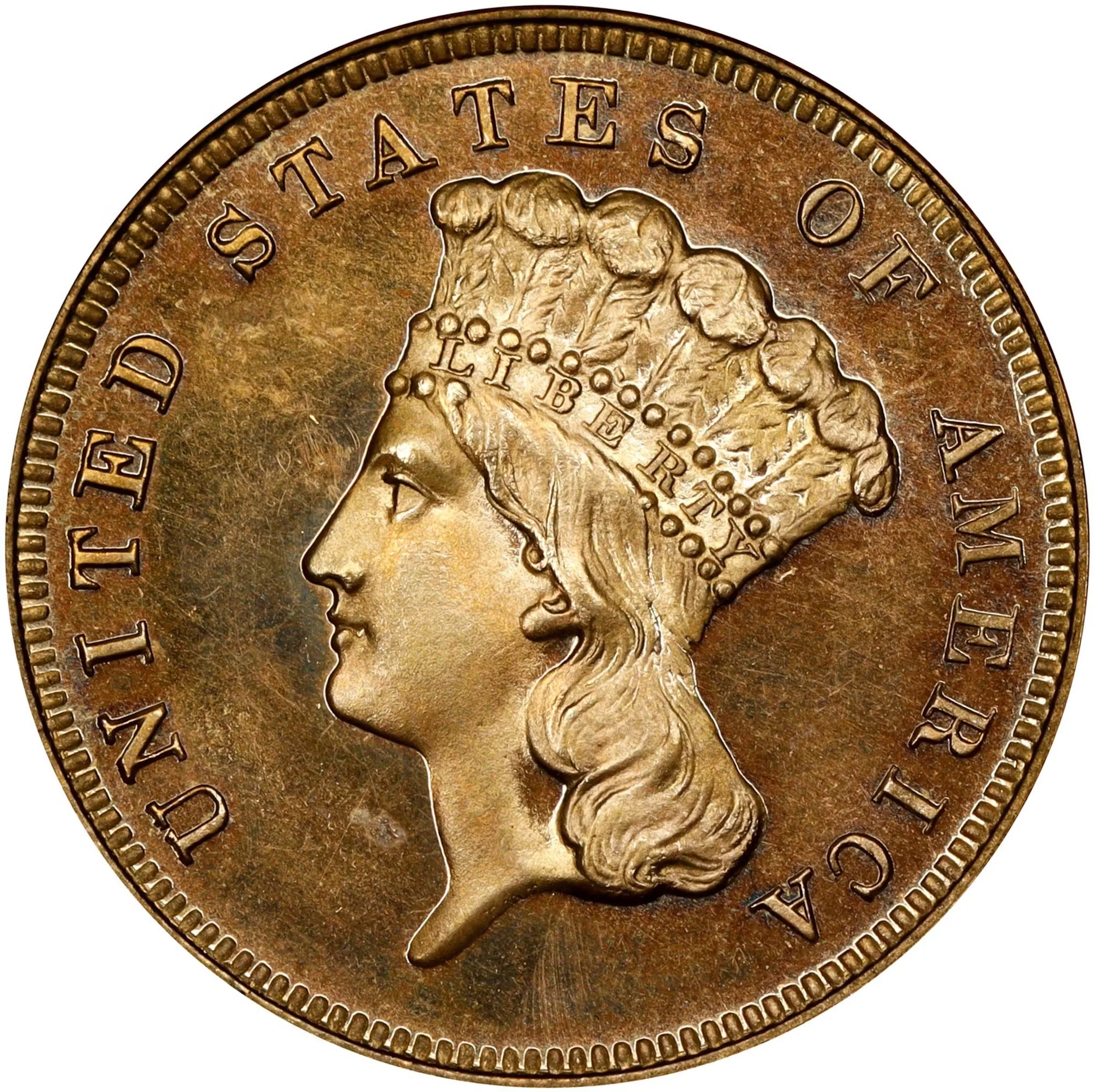 1881 Three-Dollar Gold Piece. JD-1. Rarity-6-. Centered Date. Proof-64