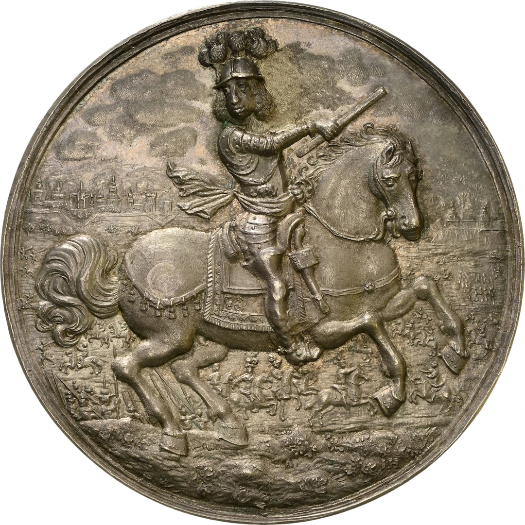 DENMARK. Entry into Wismar Silver Medal, ND (1675). Christian V. NGC MS-61.