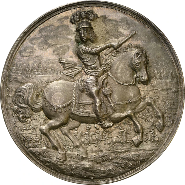 DENMARK. Entry into Wismar Silver Medal, ND (1675). Christian V. NGC MS-61.