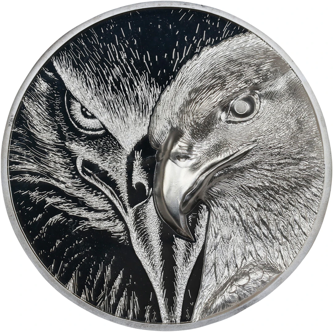 MONGOLIA. Majestic Eagle Silver Ultra High Relief 2000 Togrog, 2020.