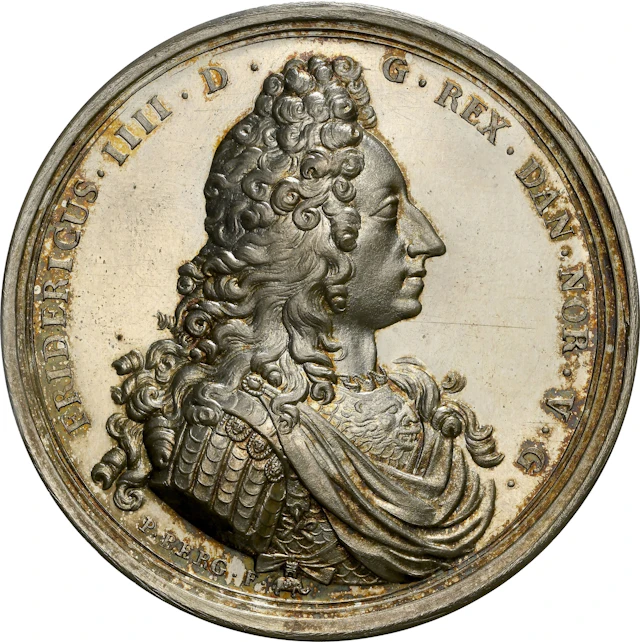 DENMARK. For Valor Restrike Silver Medal, ND (1709). Frederik IV. NGC MS-65.