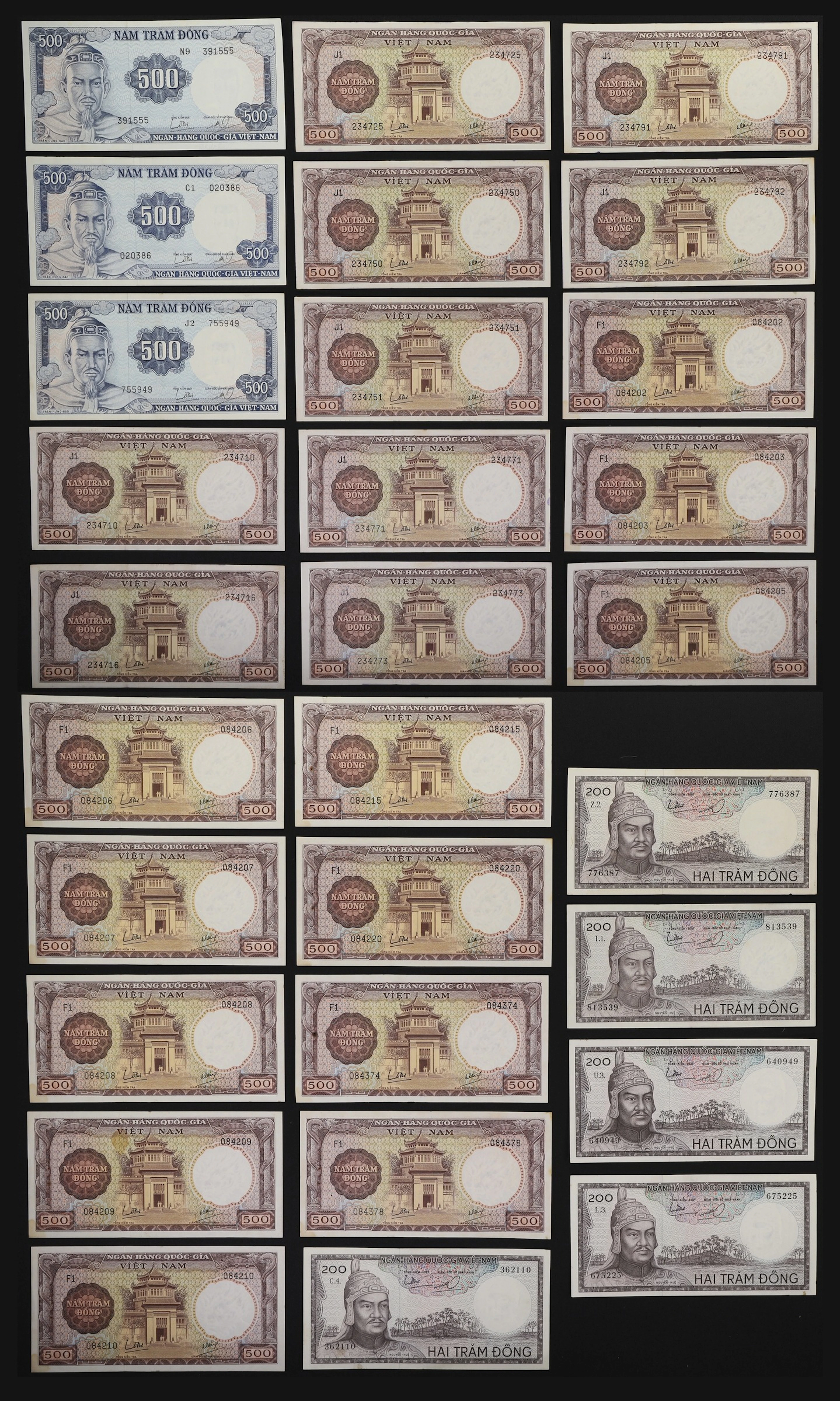 VIETNAM, SOUTH. Lot of (29). National Bank of Vietnam. 200 & 500 Dong