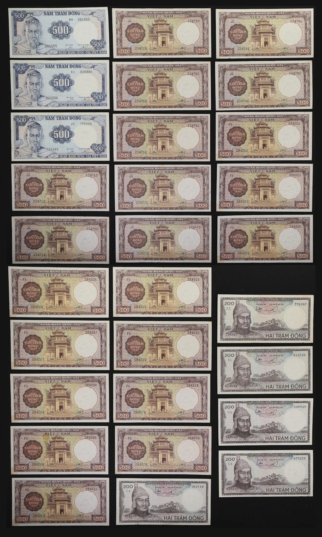 VIETNAM, SOUTH. Lot of (29). National Bank of Vietnam. 200 & 500 Dong