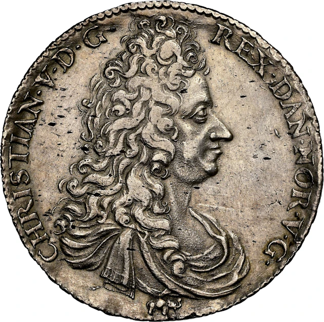 NORWAY. Speciedaler, 1695. Kongsberg Mint. Christian V. NGC AU De