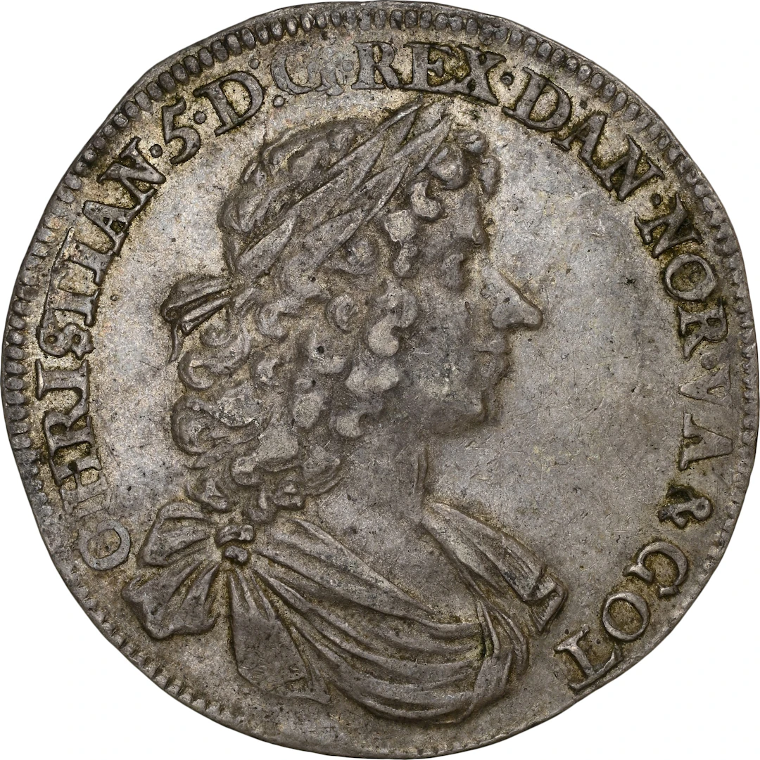 NORWAY. Speciedaler, 1676. Christiania Mint. NGC AU-55.