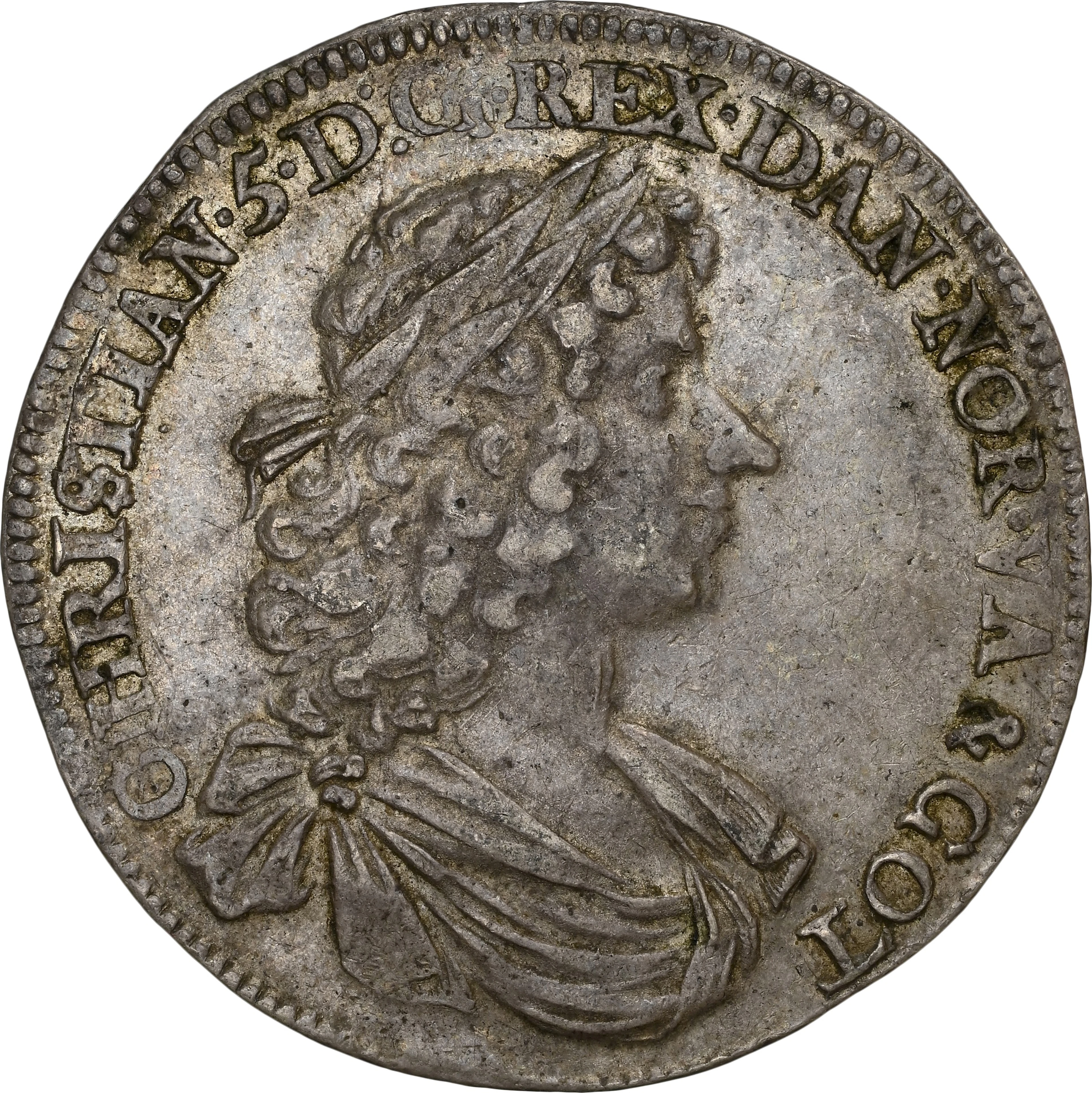 NORWAY. Speciedaler, 1676. Christiania Mint. NGC AU-55.
