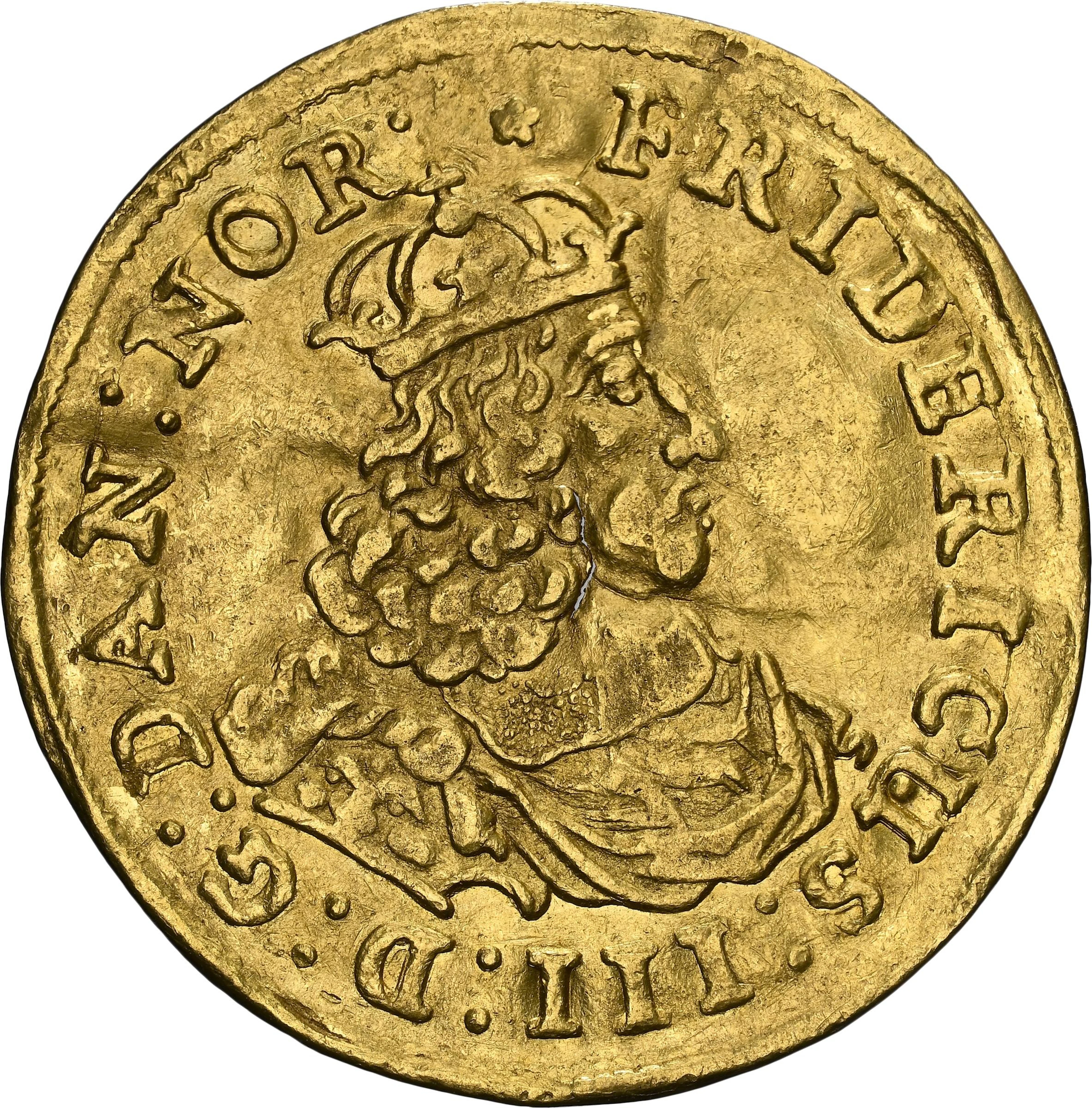 DENMARK. Ducat, 1662. Copenhagen Mint. Frederik III. NGC AU Details--Bent.