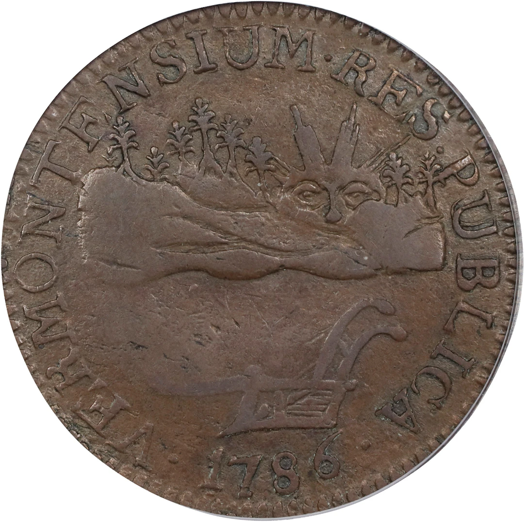 1786 Vermont Copper. Landscape. RR-7, Bressett 5-E, W-2025. Rarity-3.
