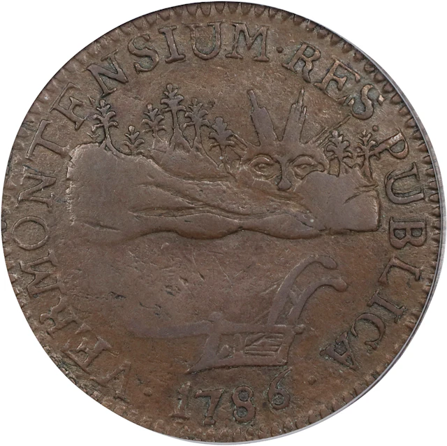 1786 Vermont Copper. Landscape. RR-7, Bressett 5-E, W-2025. Rarity-3.